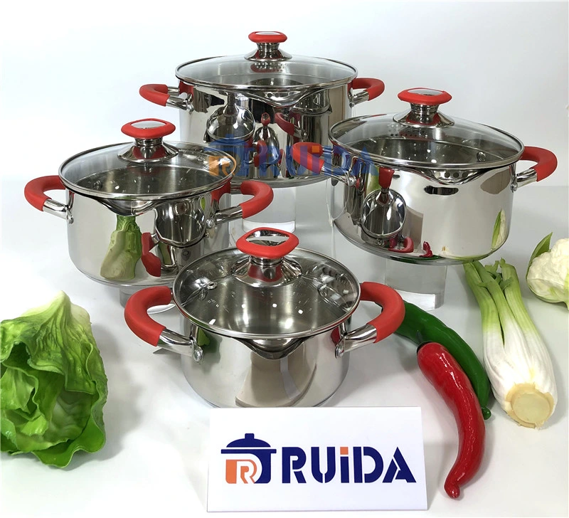 New Design, Stainless Steel Cookware with Big Spout Lips, Hollow Handles with Silicon Design Kitchen Utensils