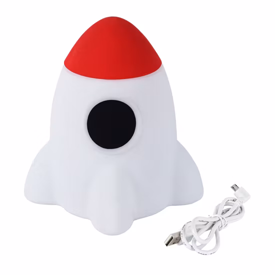 Hochwertiges 3,7 V 20 lm Silikon-Touch-Control-Farbwechselbares kleines LED-Raketen-Nachtlicht als Geschenk für Kinder